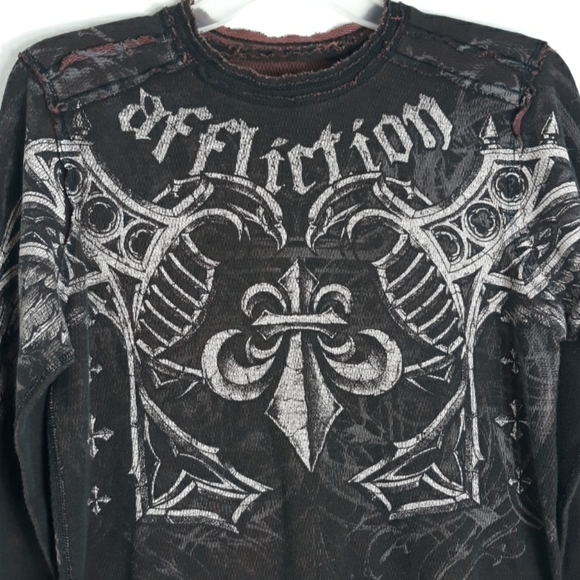 Affliction Mens Medium Distressed Pullover Sweater - Picture 2 of 6